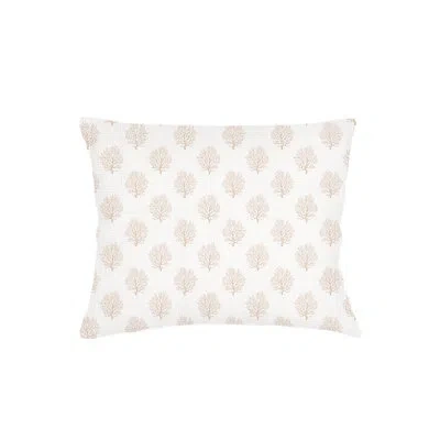 Anaya Beige Ocean Coral Linen Pillow Queen Sham In Brown