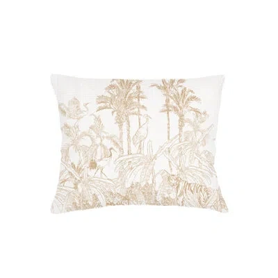 Anaya Beige Wildlife Toile Linen Pillow Queen Sham In Brown