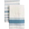 Anaya Bistro Stripes Kitchen Towels In Coastal Blue