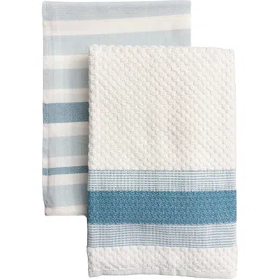 Anaya Bistro Stripes Kitchen Towels In Coastal Blue