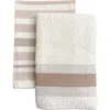 Anaya Bistro Stripes Kitchen Towels In Cocoa Brown