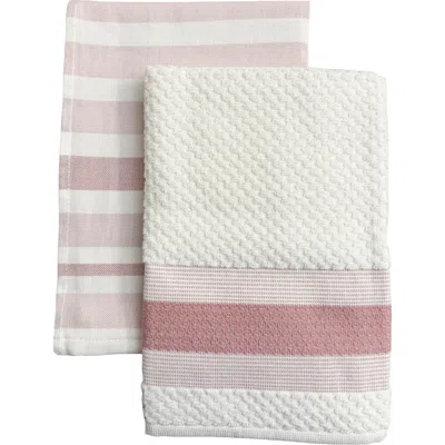 Anaya Bistro Stripes Kitchen Towels In Sangria Red