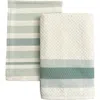 Anaya Bistro Stripes Kitchen Towels In Veggie Green