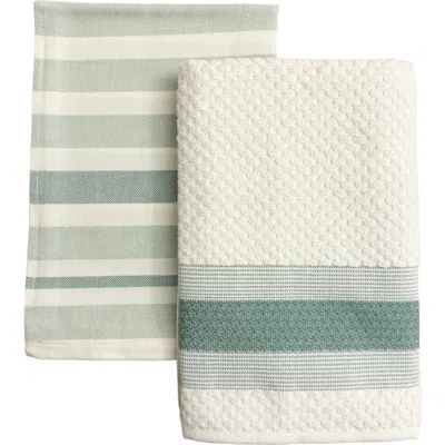 Anaya Bistro Stripes Kitchen Towels In Veggie Green