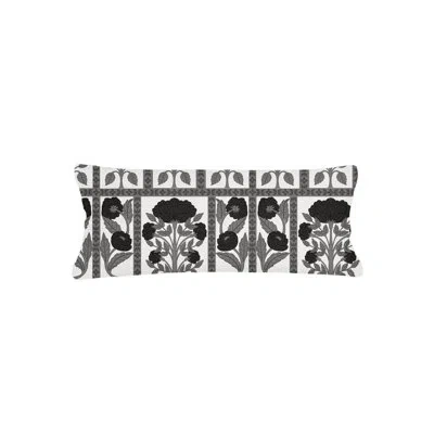 Anaya Black And White Blossom Field Linen Pillow 14x40 With Down Alternative Insert