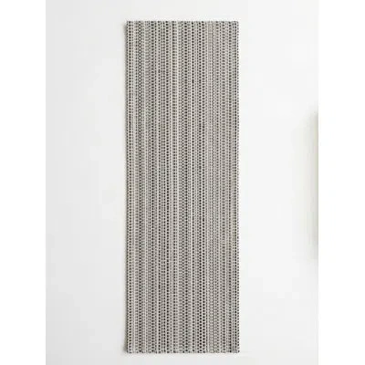 Anaya Black And White Compass Line Indoor Outdoor Table Runner 14x72 In Gray
