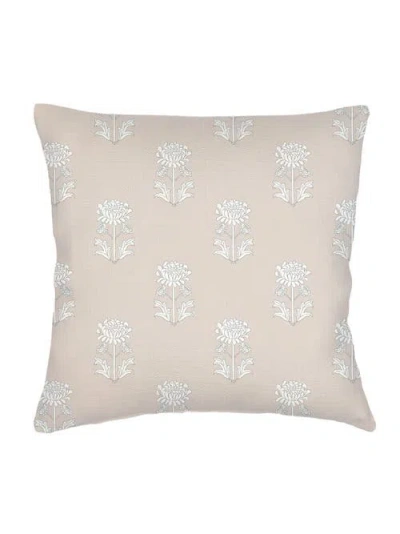 Anaya Block Print Linen Euro Pillow Down Alternative Insert In Beige
