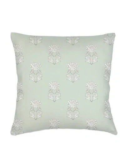Anaya Block Print Linen Euro Pillow Down Alternative Insert In Mint Green
