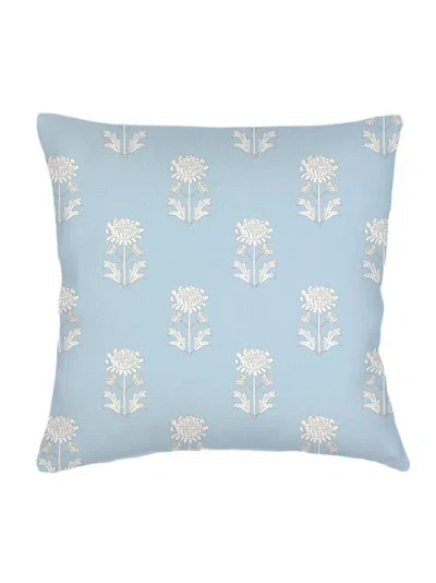 Anaya Block Print Linen Euro Pillow With Down Insert In Blue