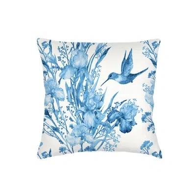 Anaya Blue Hummingbird Garden Linen Euro Pillow 26x26 With Down Insert