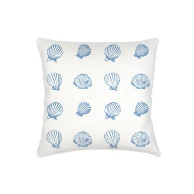 Anaya Blue Saltwater Shell Linen Pillow 14x20 With Down Insert