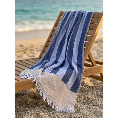 Anaya Breezy Bold Stripe Navy Turkish Cotton Towel