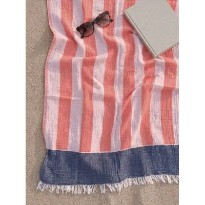 Anaya Breezy Bold Stripe Red Turkish Cotton Towel