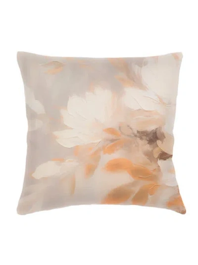Anaya Brushstroke Floral Linen Euro Pillow 26x26 With Down Alternative Insert In Beige