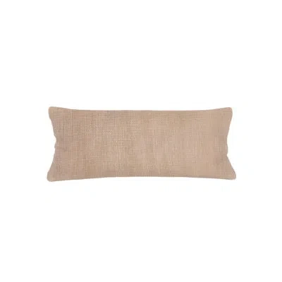 Anaya Camel Beige So Soft Linen Pillow 14x40 With Down Insert In Brown