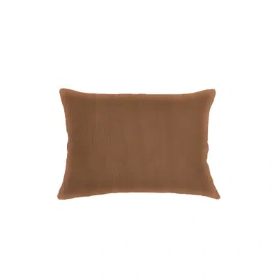 Anaya Caramel So Soft Linen Pillow 14x20 With Down Insert In Brown