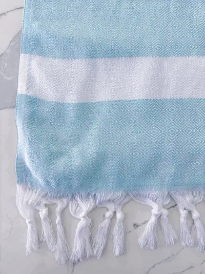 Anaya Charleston Stripe Turkish Cotton Beach Towel In Bay Blue