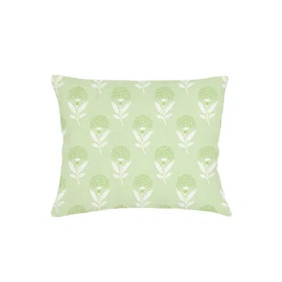 Anaya Citrus Green Royal Bloom Linen Dutch Euro Pillow 28x36 With Down Alternative Insert