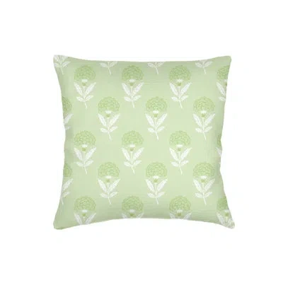 Anaya Citrus Green Royal Bloom Linen Pillow 22x22 With Down Alternative Insert