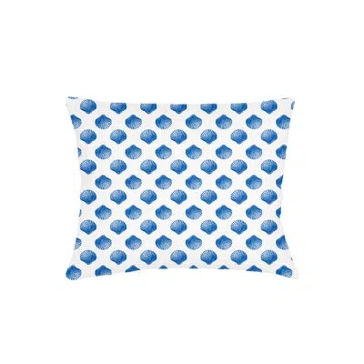 Anaya Cobalt Blue Retro Shell Linen Dutch Euro Pillow 28x36 With Down Insert