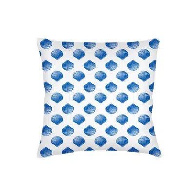 Anaya Cobalt Blue Retro Shell Linen Pillow 22x22 With Down Insert