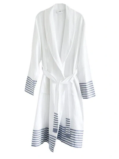 Anaya Cool Cotton Sailing Stripe Robe In White