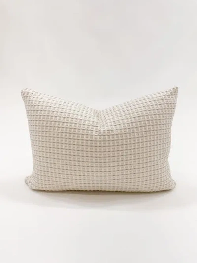 Anaya Cool Cotton Waffle Weave Pillow With Down Insert In Neutral