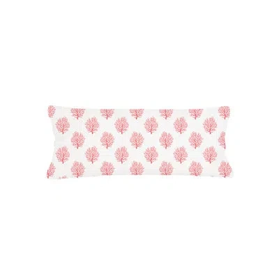 Anaya Coral Red Ocean Coral Linen Pillow 14x40 With Down Alternative Insert