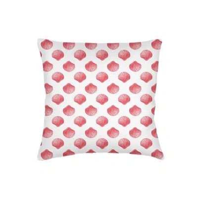 Anaya Coral Red Retro Shell Linen Pillow 22x22 With Down Alternative Insert