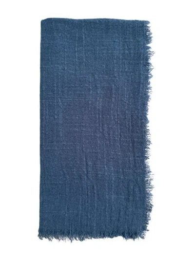 Anaya Cotton Gauze Fringe Napkins- Set Of 4 In Blue