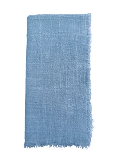 Anaya Cotton Gauze Fringe Napkins- Set Of 4 In Blue