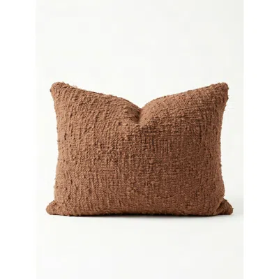 Anaya Cozy Cotton Boucle Lumbar Pillow Cover Only In Brown