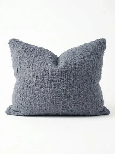 Anaya Cozy Cotton Boucle Lumbar Pillow With Down Alternative Insert In Blue