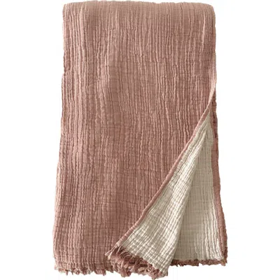 Anaya Crinkled Turkish Cotton Oversized Cuddle Blanket In Terracotta