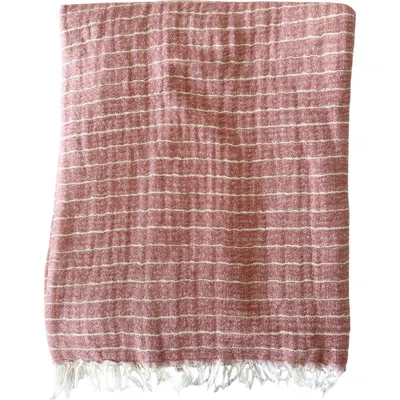 Anaya Desert Striped Turkish Cotton Crinkled Throw In Red