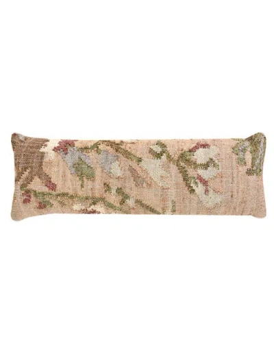 Anaya Elegant Floral Handwoven Pillow 14x40 With Down Alternative Insert In White