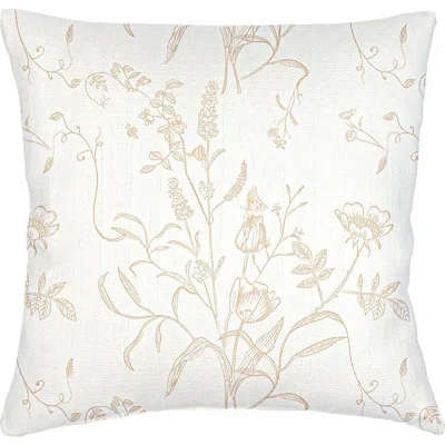 Anaya English Garden Linen Pillow With Down Insert In Beige