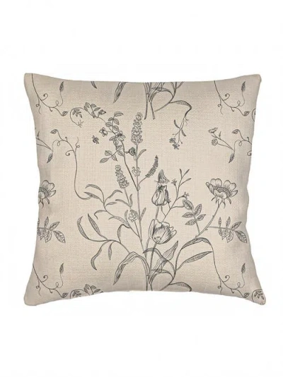 Anaya English Garden Natural Linen Pillow With Down Insert In Beige