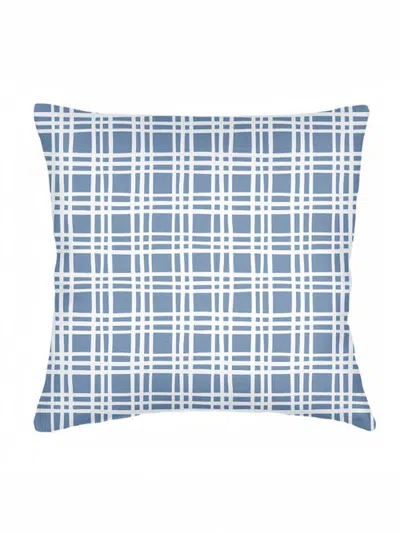 Anaya Estate Plaid Linen Euro Pillow With Down Alternative Insert In Cape Blue
