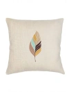 Anaya Feather Mirage Embroidered Linen Pillow With Down Alternative Insert In Beige
