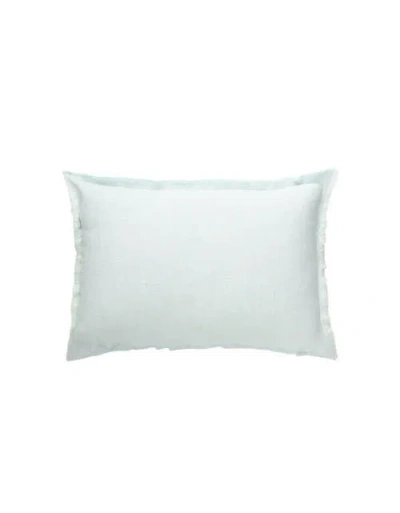 Anaya Fringe Soft Linen Pillow With Down Alternative Insert In Light Aqua