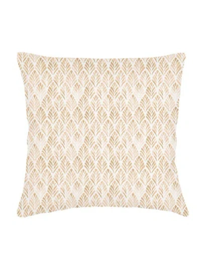 Anaya Geo Palm Velvet Pillow With Down Alternative Insert In Beige