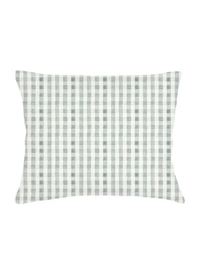 Anaya Gingham Linen Dutch Euro Pillow With Down Insert In Sage Green