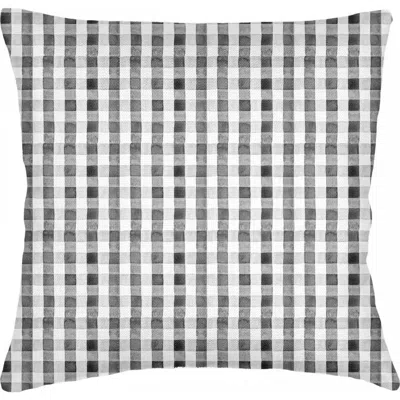 Anaya Gingham Linen Euro Pillow Cover Only In Antique Grey