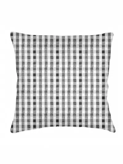 Anaya Gingham Linen Euro Pillow With Down Alternative Insert In Antique Grey