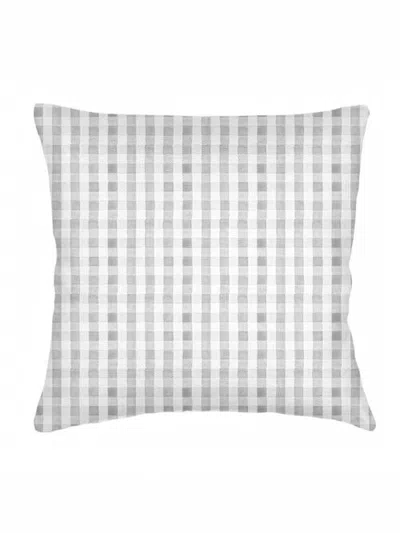 Anaya Gingham Linen Euro Pillow With Down Alternative Insert In Light Grey