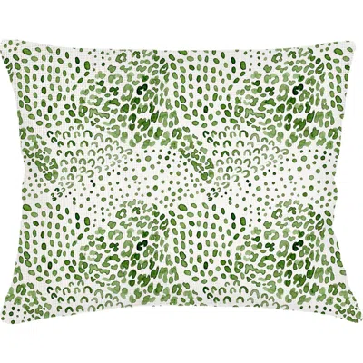 Anaya Green Cheetah Velvet Pillow With Down Insert