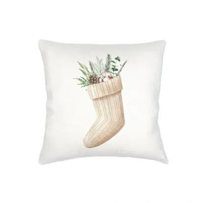 Anaya Green Christmas Stocking Velvet Pillow 20x20 With Down Alternative Insert In White