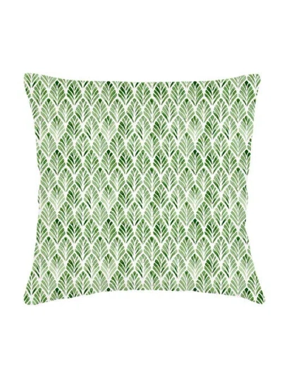 Anaya Green Geo Palm Velvet Pillow With Down Insert