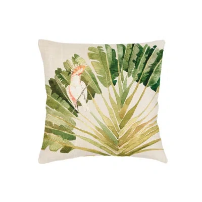 Anaya Green Tropical Bird Velvet Pillow 20x20 With Down Alternative Insert